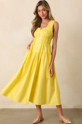 Better Late Than Never Yellow Sleeveless Midi Dress